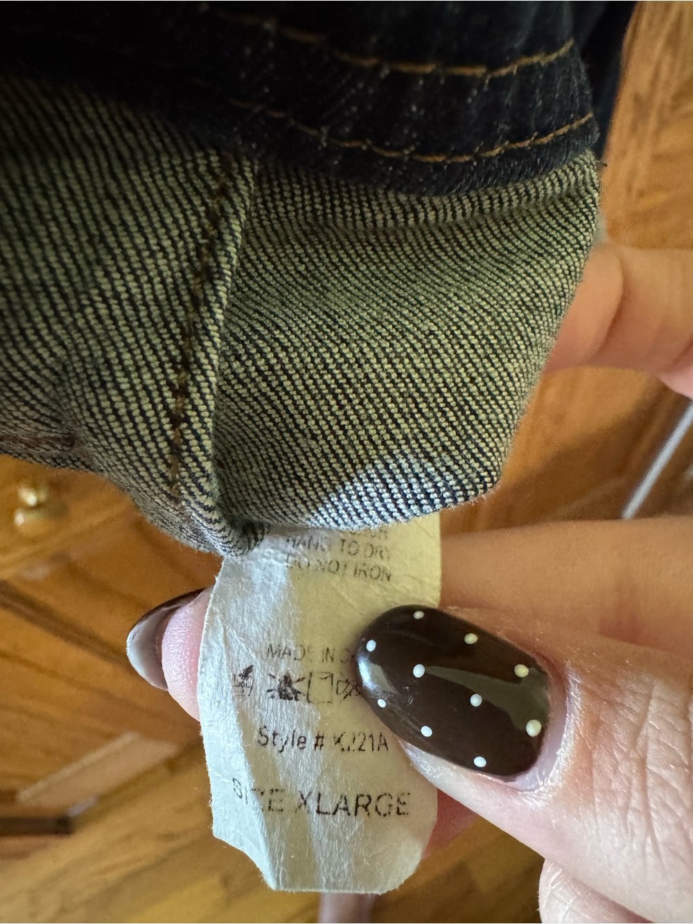 Dark Blue Denim Jacket with 'BRAVE' Bead Embellishment - Picture 5 of 5